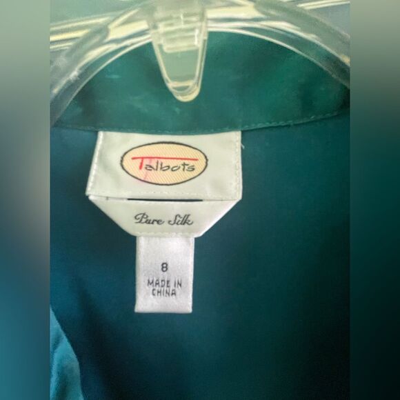 Talbots Silk blouse - Size 8 - Women’s - Romantic - Blue Teal Long Sleeve Blouse - Picture 3 of 7